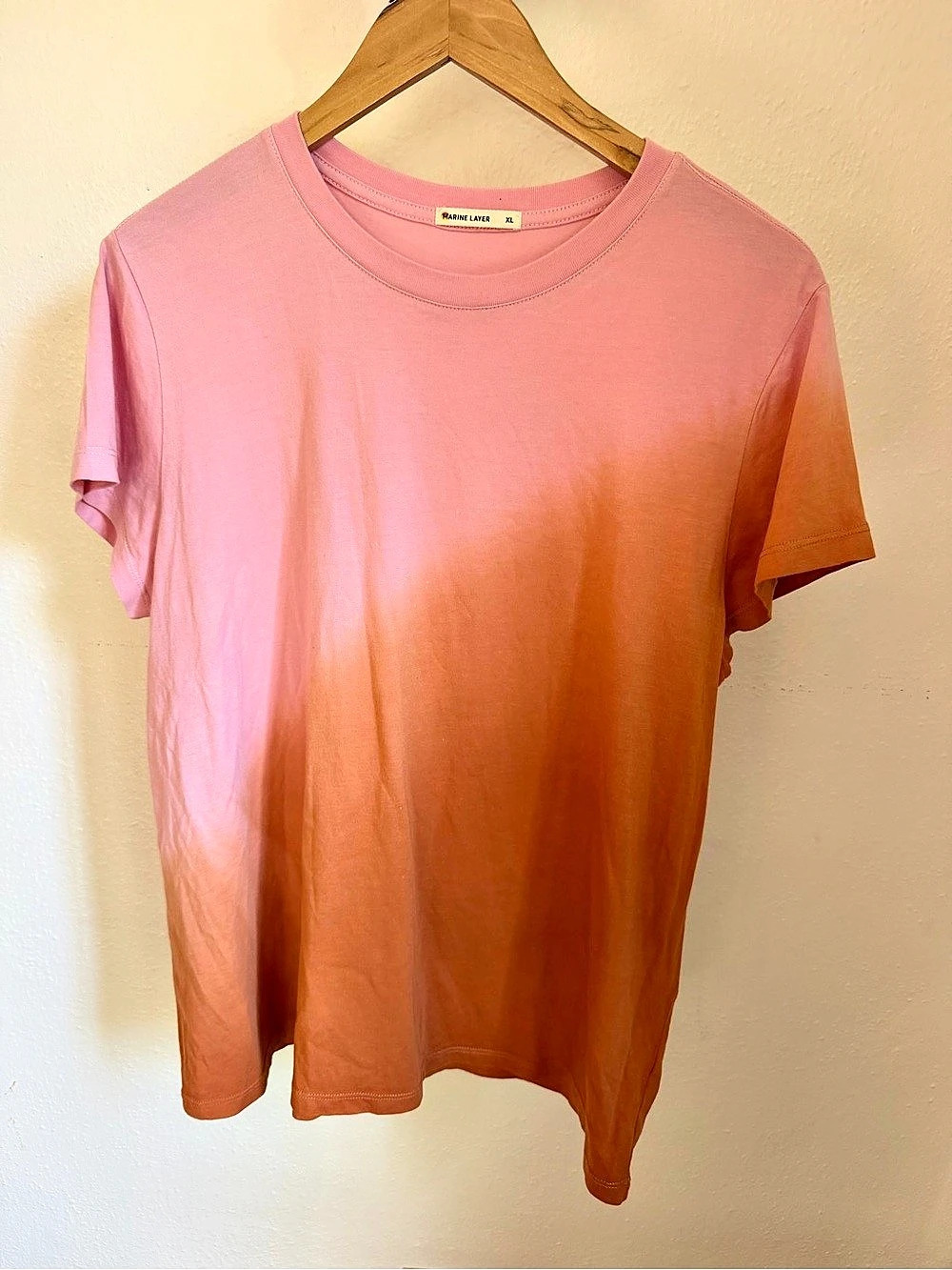 Marine Layer Signature Crew Tee Ombre Pink Short Sleeve Tee Size XL